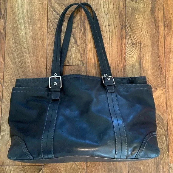 Coach Black Leather Diaper Bag - Picture 2 of 3